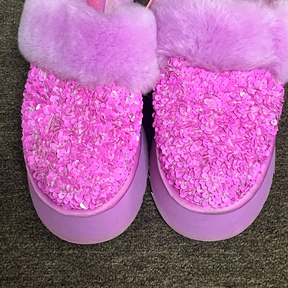 Pink Sequin Fur-Lined Women's Shoes